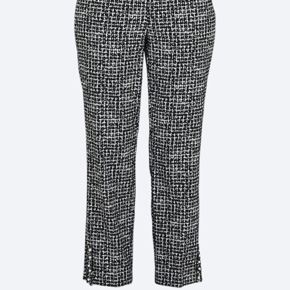 SALE: Up! Ankle Pant - pull-on, B&W with Pearl Button Accent - Picture 1 of 10